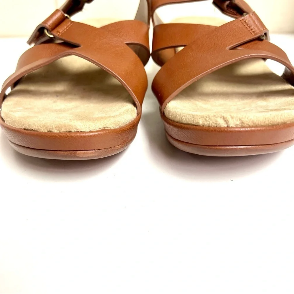 Easy Street Women's Koda Wedge Sandal brown minimalist preppy casual comfy 7M